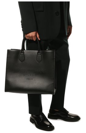 Мужская кожаная сумка-тоут edge DOLCE & GABBANA черного цвета, арт. BM1796/AS738 | Фото 2 (Ремень/цепочка: На ремешке; Материал: Натуральная кожа; Размер: large)