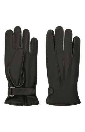 Мужские кожаные перчатки BRIONI черного цвета, арт. 05SH0L/04758 | Фото 2 (Мужское Кросс-КТ: Кожа и замша; Материал: Натуральная кожа)