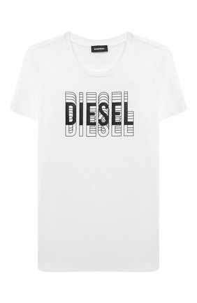 Детская хлопковая футболка DIESEL белого цвета по цене 2995 руб., арт. J00316-00YI9 | Фото 1 Детская хлопковая футболка DIESEL белого цвета, арт. J00316-00YI9 | Фото 1 (Рукава: Короткие; Материал внешний: Хлопок; Ростовка одежда: 10 - 11 лет | 140 - 146см, 12 лет | 152 см, 13 - 15 лет | 158 см, 6 лет | 116 см, 8 лет | 128 см)