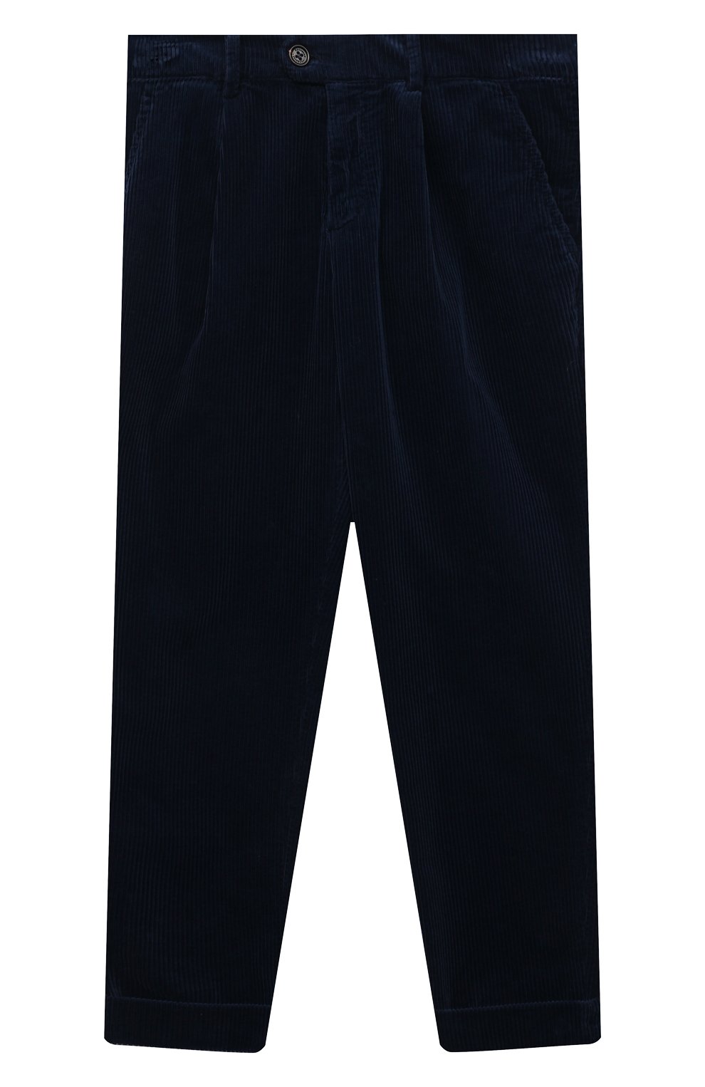 Детские хлопковые брюки BRUNELLO CUCINELLI темно-синего цвета, арт. B280PP100B | Фото 1 (Случай: Повседневный; Материал внешний: Хлопок; Ростовка одежда: 10 - 11 лет | 140 - 146см, 8 лет | 128 см)