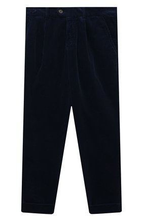 Детские хлопковые брюки BRUNELLO CUCINELLI темно-синего цвета, арт. B280PP100C | Фото 1 (Материал внешний: Хлопок; Случай: Повседневный; Ростовка одежда: 12 лет | 152 см)