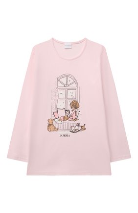 Детская хлопковая пижама LA PERLA розового цвета, арт. 55121/2A-6A | Фото 2 (Рукава: Длинные; Материал внешний: Хлопок; Ростовка одежда: 2 года | 92 см, 3 года | 98 см, 4 года | 104 см, 5 лет | 110 см, 6 лет | 116 см)