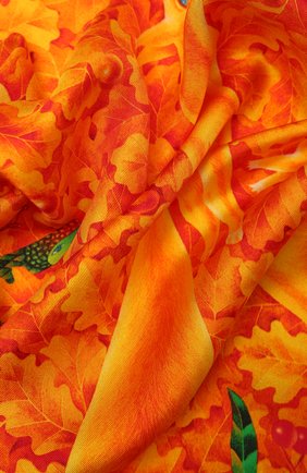 Женский шелковый платок autumn KIRILL OVCHINNIKOV желтого цвета, арт. 90\AUT | Фото 2 (Материал: Текстиль, Шелк; Принт: С принтом)