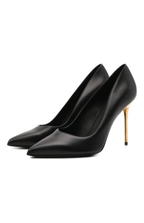 Женские кожаные туфли BALMAIN черного цвета, арт. WN1UA517/LVIT | Фото 1 (Материал внутренний: Натуральная кожа; Подошва: Плоская; Каблук высота: Высокий; Каблук тип: Шпилька; Материал внешний: Кожа)