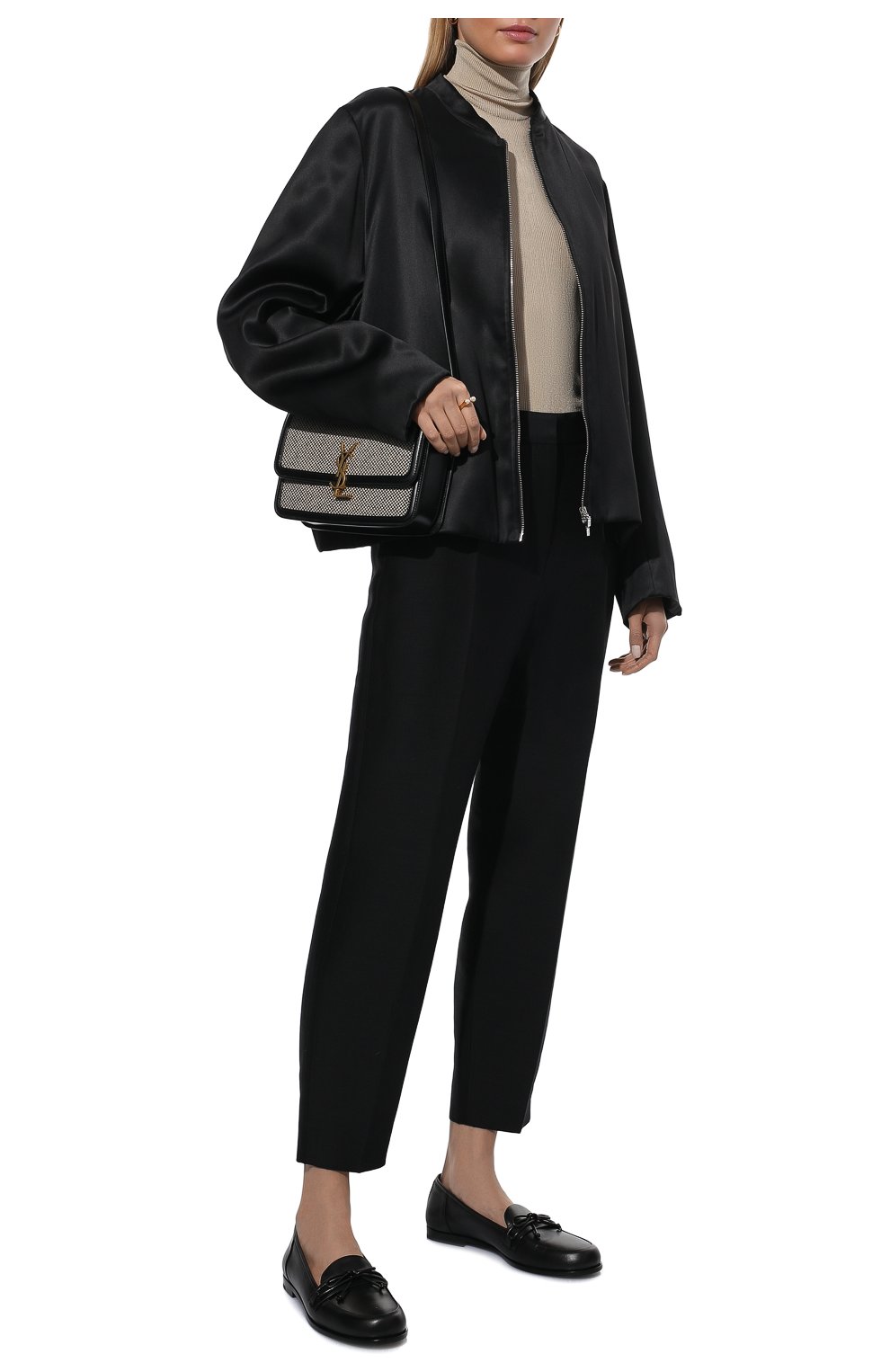 Женская куртка из вискозы TOTÊME черного цвета, арт. 213-103-714 | Фото 2 (Кросс-КТ: Куртка; Рукава: Длинные; Стили: Гламурный; Материал внешний: Вискоза; Длина (верхняя одежда): Короткие; Материал подклада: Вискоза)