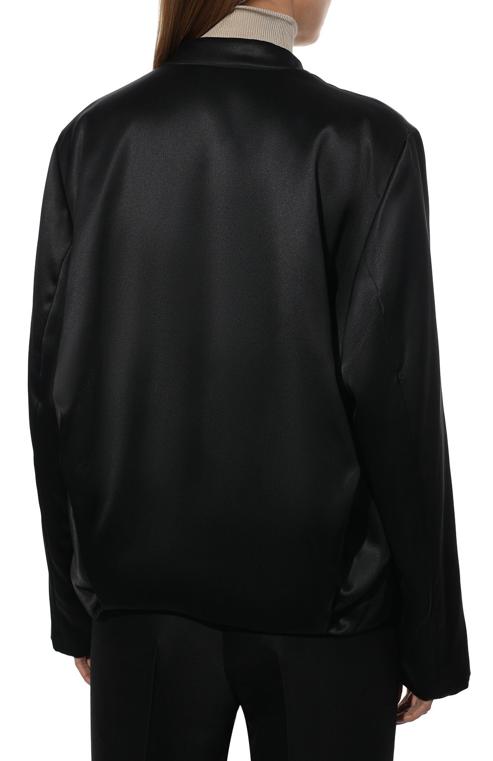 Женская куртка из вискозы TOTÊME черного цвета, арт. 213-103-714 | Фото 4 (Кросс-КТ: Куртка; Рукава: Длинные; Стили: Гламурный; Материал внешний: Вискоза; Длина (верхняя одежда): Короткие; Материал подклада: Вискоза)