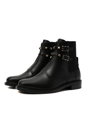 Женские кожаные ботинки rockstud VALENTINO черного цвета по цене 79950 руб., арт. WW2S0Y48/VXS | Фото 1 Женские кожаные ботинки rockstud VALENTINO черного цвета, арт. WW2S0Y48/VXS | Фото 1 (Каблук высота: Низкий; Материал внутренний: Натуральная кожа; Подошва: Плоская; Женское Кросс-КТ: Челси-ботинки)