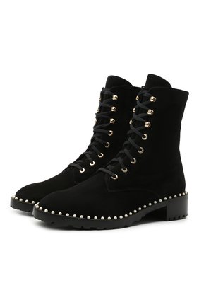 Женские замшевые ботинки allie STUART WEITZMAN черного цвета по цене 65800 руб., арт. S3985 | Фото 1 Женские замшевые ботинки allie STUART WEITZMAN черного цвета, арт. S3985 | Фото 1