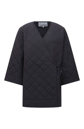 Женская стеганая куртка GANNI темно-серого цвета, арт. F6343 | Фото 1 (Материал внешний: Хлопок; Рукава: 3/4; Материал подклада: Хлопок; Длина (верхняя одежда): Короткие; Стили: Спорт-шик; Кросс-КТ: Куртка)