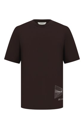 Мужская хлопковая футболка Z ZEGNA темно-коричневого цвета по цене 18600 руб., арт. VY372/ZZ651D | Фото 1 Мужская хлопковая футболка Z ZEGNA темно-коричневого цвета, арт. VY372/ZZ651D | Фото 1