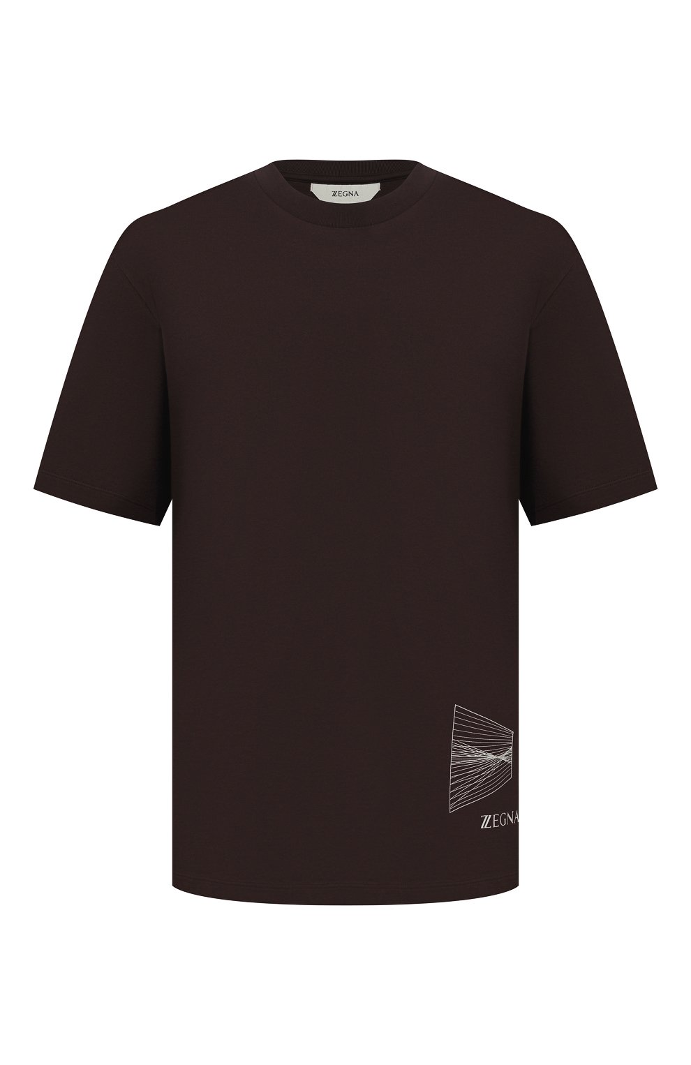 Мужская хлопковая футболка Z ZEGNA темно-коричневого цвета, арт. VY372/ZZ651D | Фото 1 (Рукава: Короткие; Длина (для топов): Стандартные; Принт: С принтом; Материал внешний: Хлопок; Стили: Кэжуэл)