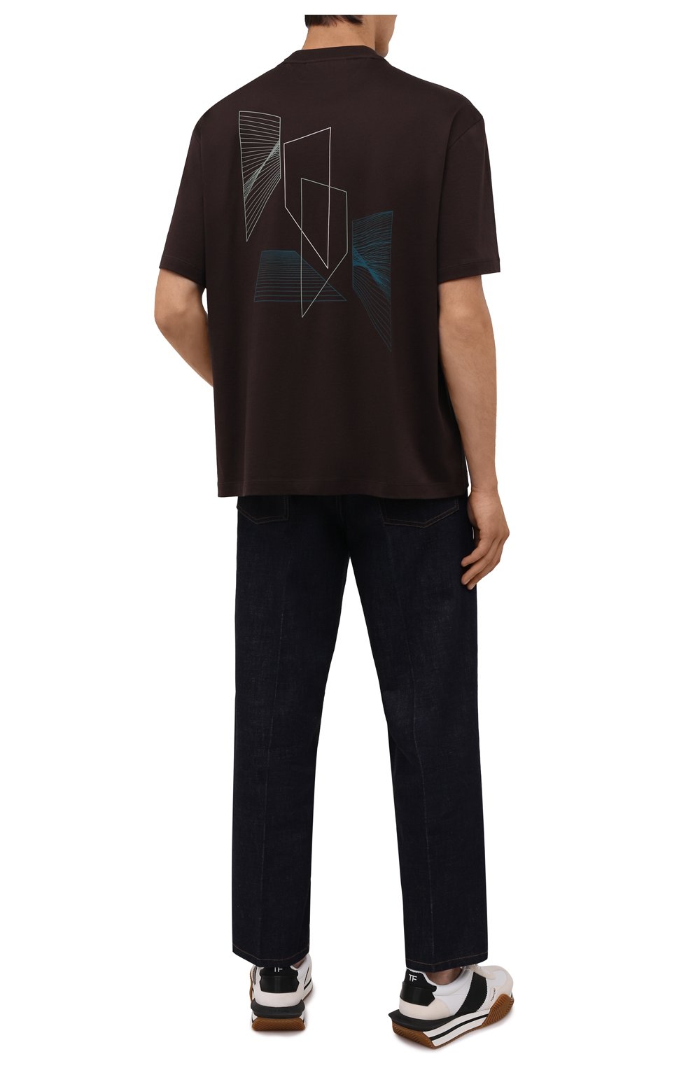 Мужская хлопковая футболка Z ZEGNA темно-коричневого цвета, арт. VY372/ZZ651D | Фото 2 (Рукава: Короткие; Длина (для топов): Стандартные; Принт: С принтом; Материал внешний: Хлопок; Стили: Кэжуэл)