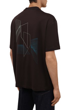 Мужская хлопковая футболка Z ZEGNA темно-коричневого цвета, арт. VY372/ZZ651D | Фото 4 (Рукава: Короткие; Длина (для топов): Стандартные; Принт: С принтом; Материал внешний: Хлопок; Стили: Кэжуэл)