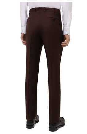 Мужские шерстяные брюки ERMENEGILDO ZEGNA коричневого цвета, арт. 228F07/75SB12 | Фото 4 (Материал внешний: Шерсть; Длина (брюки, джинсы): Стандартные; Стили: Классический; Случай: Формальный; Материал подклада: Вискоза)