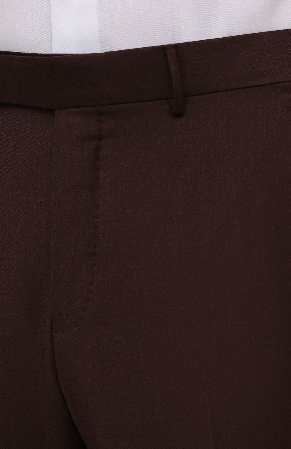 Мужские шерстяные брюки ERMENEGILDO ZEGNA коричневого цвета, арт. 228F07/75SB12 | Фото 5 (Материал внешний: Шерсть; Длина (брюки, джинсы): Стандартные; Стили: Классический; Случай: Формальный; Материал подклада: Вискоза)