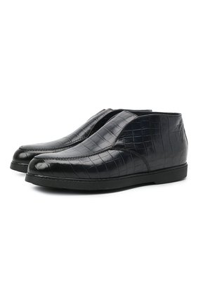 Мужские кожаные ботинки DOUCAL'S темно-синего цвета, арт. DU2654ED0-UM023NB02 | Фото 1 (Материал утеплителя: Натуральный мех; Подошва: Плоская; Мужское Кросс-КТ: Ботинки-обувь, зимние ботинки; Материал внешний: Кожа)
