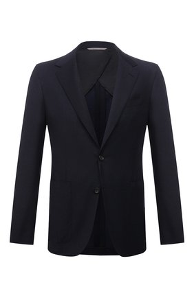 Мужской шерстяной пиджак CANALI темно-синего цвета по цене 110000 руб., арт. 20272/AR03472 | Фото 1 Мужской шерстяной пиджак CANALI темно-синего цвета, арт. 20272/AR03472 | Фото 1 (Рукава: Длинные; Длина (для топов): Стандартные; Материал внешний: Шерсть; Материал подклада: Купро; 1-2-бортные: Однобортные; Пиджаки М: Приталенный; Стили: Кэжуэл; Случай: Коктейльный, Повседневный)
