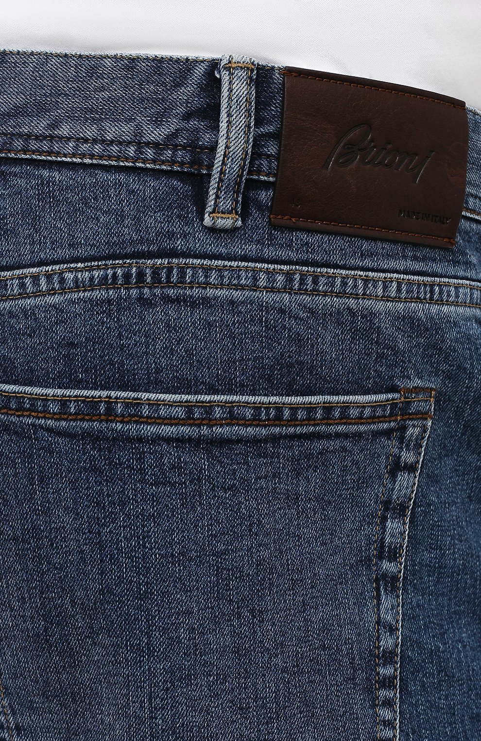 Мужские джинсы BRIONI синего цвета, арт. SPPF0M/01D05/CHAM0NIX | Фото 5 (Силуэт М (брюки): Прямые; Кросс-КТ: Деним; Длина (брюки, джинсы): Стандартные; Материал внешний: Хлопок, Деним; Стили: Классический)