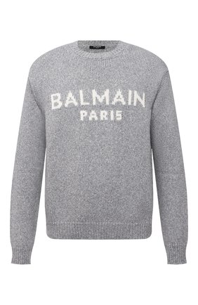 Мужской шерстяной свитер BALMAIN серого цвета по цене 78000 руб., арт. WH1KD000/K027 | Фото 1 Мужской шерстяной свитер BALMAIN серого цвета, арт. WH1KD000/K027 | Фото 1