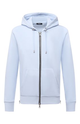 Мужской хлопковая толстовка BALMAIN голубого цвета по цене 87750 руб., арт. WH1JR010/B115 | Фото 1 Мужской хлопковая толстовка BALMAIN голубого цвета, арт. WH1JR010/B115 | Фото 1
