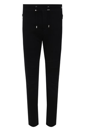 Мужские хлопковые брюки BALMAIN черного цвета, арт. WH10B028/B130 | Фото 1 (Материал внешний: Хлопок; Случай: Повседневный; Стили: Спорт-шик; Длина (брюки, джинсы): Стандартные)