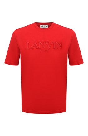 Мужская хлопковая футболка LANVIN красного цвета, арт. RM-TS0002-J007-A21 | Фото 1 (Материал внешний: Хлопок; Длина (для топов): Стандартные; Рукава: Короткие; Принт: Без принта; Стили: Минимализм)