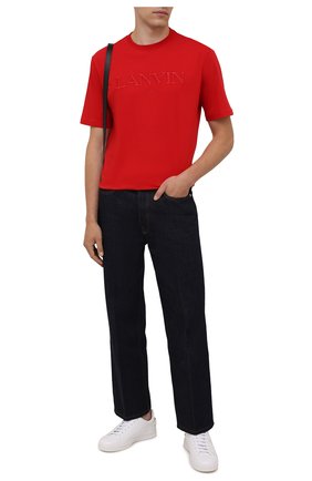 Мужская хлопковая футболка LANVIN красного цвета, арт. RM-TS0002-J007-A21 | Фото 2 (Материал внешний: Хлопок; Длина (для топов): Стандартные; Рукава: Короткие; Принт: Без принта; Стили: Минимализм)