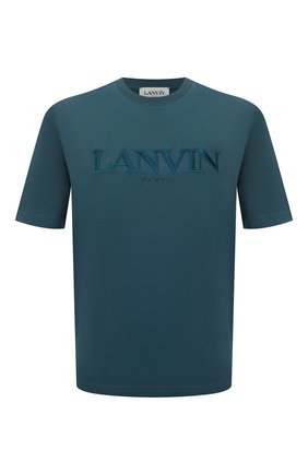 Мужская хлопковая футболка LANVIN синего цвета, арт. RM-TS0002-J007-A21 | Фото 1 (Рукава: Короткие; Материал внешний: Хлопок; Длина (для топов): Стандартные; Принт: Без принта; Стили: Минимализм)