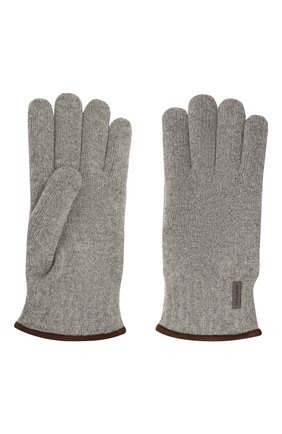 Мужские шерстяные перчатки PAUL&SHARK серого цвета, арт. 11317200/I7E | Фото 2 (Материал: Шерсть, Текстиль; Кросс-КТ: Трикотаж)