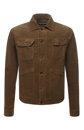 Мужская хлопковая куртка TOM FORD коричневого цвета, арт. BYJ39/TFD116 | Фото 1 (Рукава: Длинные; Длина (верхняя одежда): Короткие; Материал внешний: Хлопок; Кросс-КТ: Куртка, Ветровка; Стили: Кэжуэл)