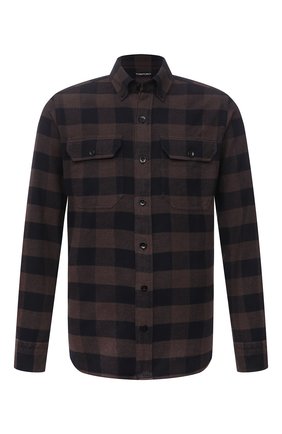 Мужская хлопковая рубашка TOM FORD коричневого цвета по цене 48350 руб., арт. 2FT374/94UDAN | Фото 1 Мужская хлопковая рубашка TOM FORD коричневого цвета, арт. 2FT374/94UDAN | Фото 1 (Длина (для топов): Стандартные; Материал внешний: Хлопок; Рукава: Длинные; Случай: Повседневный; Принт: Клетка; Рубашки М: Slim Fit; Манжеты: На пуговицах; Воротник: Button down; Стили: Кэжуэл)