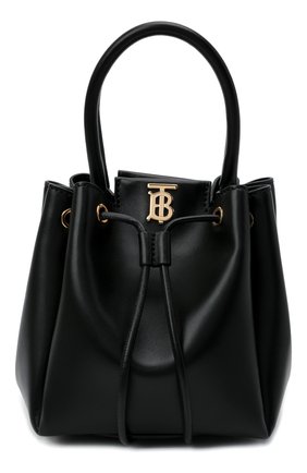 Женская сумка bucket BURBERRY черного цвета, арт. 8028541 | Фото 1 (Ремень/цепочка: На ремешке; Размер: mini; Материал: Натуральная кожа; Сумки-технические: Сумки top-handle)