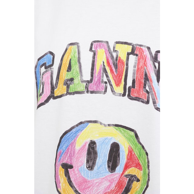 фото Хлопковая футболка ganni