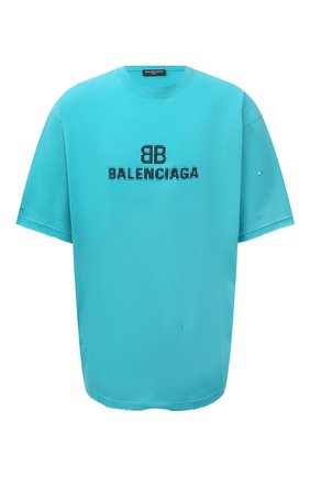 Мужская хлопковая футболка BALENCIAGA бирюзового цвета по цене 39950 руб., арт. 651795/TKVF5 | Фото 1 Мужская хлопковая футболка BALENCIAGA бирюзового цвета, арт. 651795/TKVF5 | Фото 1 (Материал внешний: Хлопок; Длина (для топов): Удлиненные; Принт: С принтом; Рукава: Короткие; Стили: Гранж)