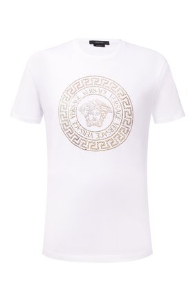 Мужская хлопковая футболка VERSACE белого цвета по цене 76350 руб., арт. 1001619/1A01263 | Фото 1 Мужская хлопковая футболка VERSACE белого цвета, арт. 1001619/1A01263 | Фото 1