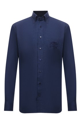 Мужская хлопковая рубашка ZILLI синего цвета по цене 82900 руб., арт. MFW-45007-301082/ZS180 | Фото 1 Мужская хлопковая рубашка ZILLI синего цвета, арт. MFW-45007-301082/ZS180 | Фото 1 (Рукава: Длинные; Длина (для топов): Стандартные; Материал внешний: Хлопок; Случай: Повседневный; Рубашки М: Regular Fit; Манжеты: На пуговицах; Принт: Однотонные; Воротник: Button down; Стили: Кэжуэл)