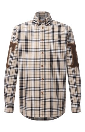 Мужская хлопковая рубашка BURBERRY бежевого цвета по цене 44600 руб., арт. 8042350 | Фото 1 Мужская хлопковая рубашка BURBERRY бежевого цвета, арт. 8042350 | Фото 1