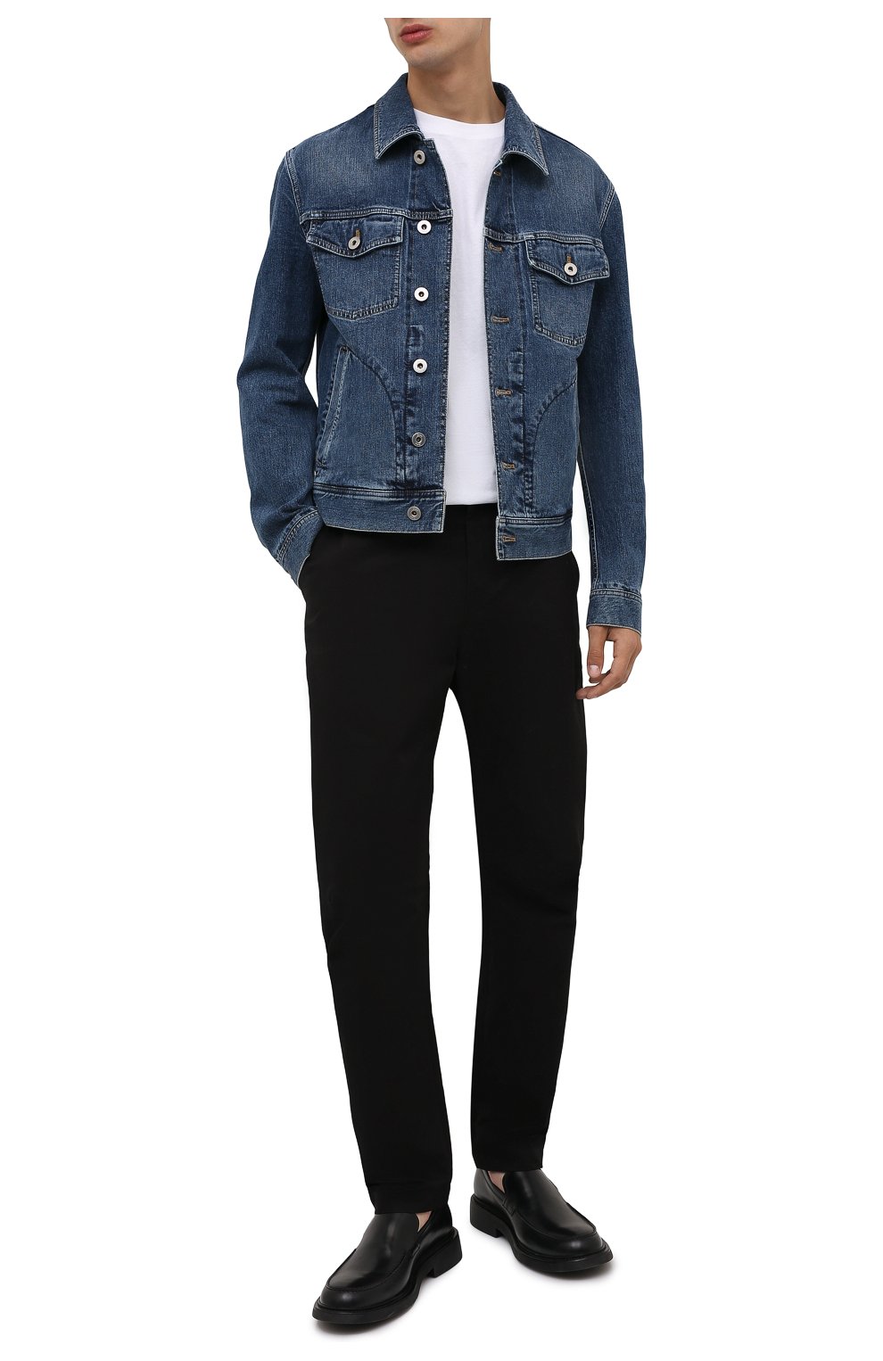 Мужская джинсовая куртка BRIONI синего цвета, арт. SLRR0L/01D05 | Фото 2 (Кросс-КТ: Куртка, Деним; Рукава: Длинные; Материал внешний: Хлопок, Деним; Длина (верхняя одежда): Короткие; Стили: Кэжуэл)