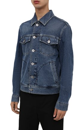 Мужская джинсовая куртка BRIONI синего цвета, арт. SLRR0L/01D05 | Фото 3 (Кросс-КТ: Куртка, Деним; Рукава: Длинные; Материал внешний: Хлопок, Деним; Длина (верхняя одежда): Короткие; Стили: Кэжуэл)