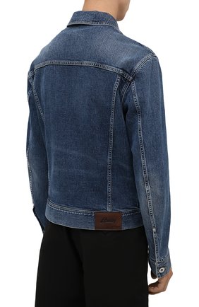 Мужская джинсовая куртка BRIONI синего цвета, арт. SLRR0L/01D05 | Фото 4 (Кросс-КТ: Куртка, Деним; Рукава: Длинные; Материал внешний: Хлопок, Деним; Длина (верхняя одежда): Короткие; Стили: Кэжуэл)