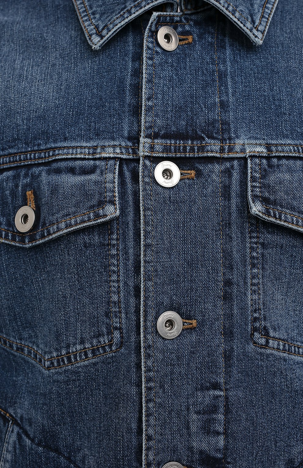 Мужская джинсовая куртка BRIONI синего цвета, арт. SLRR0L/01D05 | Фото 5 (Кросс-КТ: Куртка, Деним; Рукава: Длинные; Материал внешний: Хлопок, Деним; Длина (верхняя одежда): Короткие; Стили: Кэжуэл)