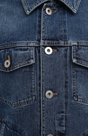 Мужская джинсовая куртка BRIONI синего цвета, арт. SLRR0L/01D05 | Фото 5 (Кросс-КТ: Куртка, Деним; Рукава: Длинные; Материал внешний: Хлопок, Деним; Длина (верхняя одежда): Короткие; Стили: Кэжуэл)