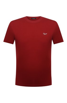 Мужская хлопковая футболка ERMENEGILDO ZEGNA красного цвета, арт. UY526/707R | Фото 1 (Материал внешний: Хлопок; Рукава: Короткие; Длина (для топов): Стандартные; Принт: Без принта; Стили: Кэжуэл)