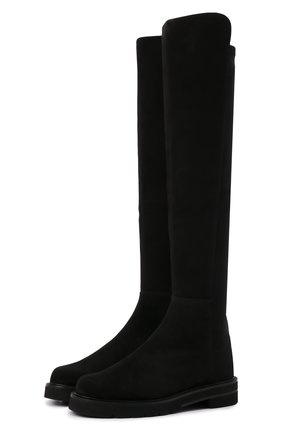 Женские замшевые ботфорты 5050 lift STUART WEITZMAN черного цвета по цене 77150 руб., арт. S0389 | Фото 1 Женские замшевые ботфорты 5050 lift STUART WEITZMAN черного цвета, арт. S0389 | Фото 1