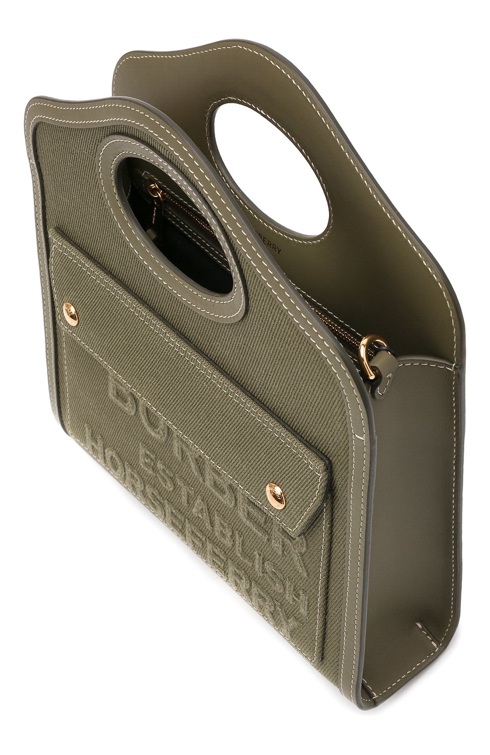 Женская сумка pocket bag mini BURBERRY хаки цвета, арт. 8042994 | Фото 5 (Сумки-технические: Сумки top-handle; Размер: mini; Ремень/цепочка: На ремешке; Материал: Текстиль)