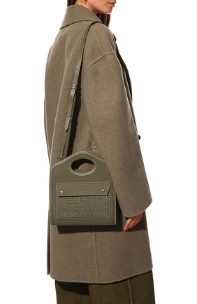 Женская сумка pocket bag mini BURBERRY хаки цвета, арт. 8042994 | Фото 6 (Сумки-технические: Сумки top-handle; Размер: mini; Ремень/цепочка: На ремешке; Материал: Текстиль)