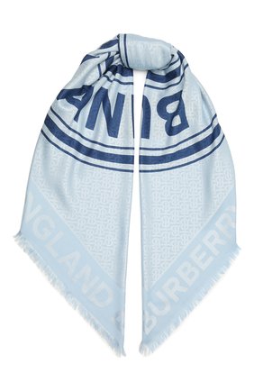 Женский платок из шелка и шерсти BURBERRY голубого цвета по цене 37700 руб., арт. 8042210 | Фото 1 Женский платок из шелка и шерсти BURBERRY голубого цвета, арт. 8042210 | Фото 1