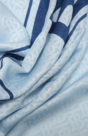 Женский платок из шелка и шерсти BURBERRY голубого цвета по цене 37700 руб., арт. 8042210 | Фото 2 Женский платок из шелка и шерсти BURBERRY голубого цвета, арт. 8042210 | Фото 2