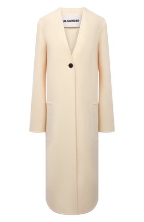 Женское кашемировое пальто JIL SANDER кремвого цвета по цене 382000 руб., арт. JSPT120584-WT100903 | Фото 1 Женское кашемировое пальто JIL SANDER кремвого цвета, арт. JSPT120584-WT100903 | Фото 1 (Материал внешний: Кашемир, Шерсть; Длина (верхняя одежда): Длинные; Рукава: Длинные; Стили: Минимализм; 1-2-бортные: Однобортные)