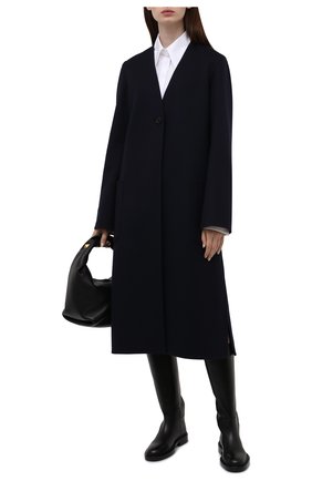 Женское кашемировое пальто JIL SANDER темно-синего цвета по цене 382000 руб., арт. JSPT120584-WT100903 | Фото 2 Женское кашемировое пальто JIL SANDER темно-синего цвета, арт. JSPT120584-WT100903 | Фото 2 (Длина (верхняя одежда): Длинные; Рукава: Длинные; Материал внешний: Шерсть, Кашемир; Стили: Минимализм; 1-2-бортные: Однобортные)
